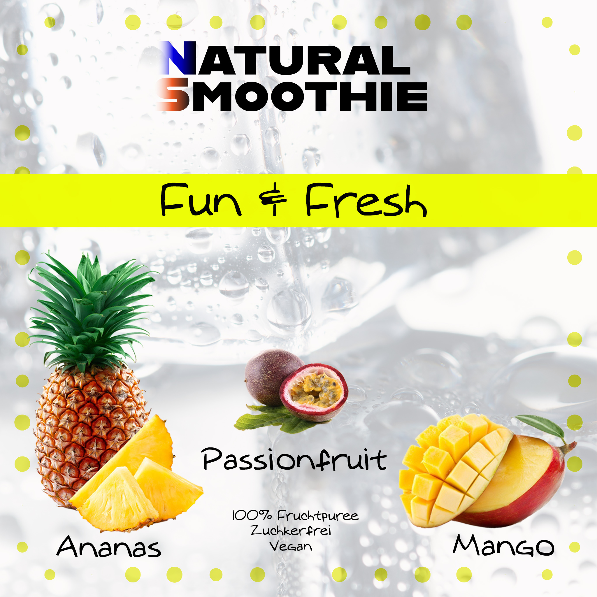 Smoothie-Mix mit aseptischem Ananas-, Mango- und Passionsfruchtpüree